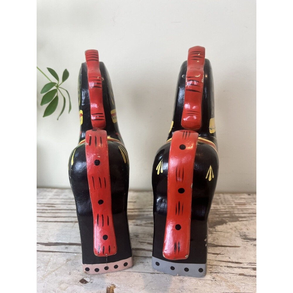 Vintage Hand Painted Lacquered Russian Folk Art Wood Horses Set Figurines USSR - Picture 8 of 12